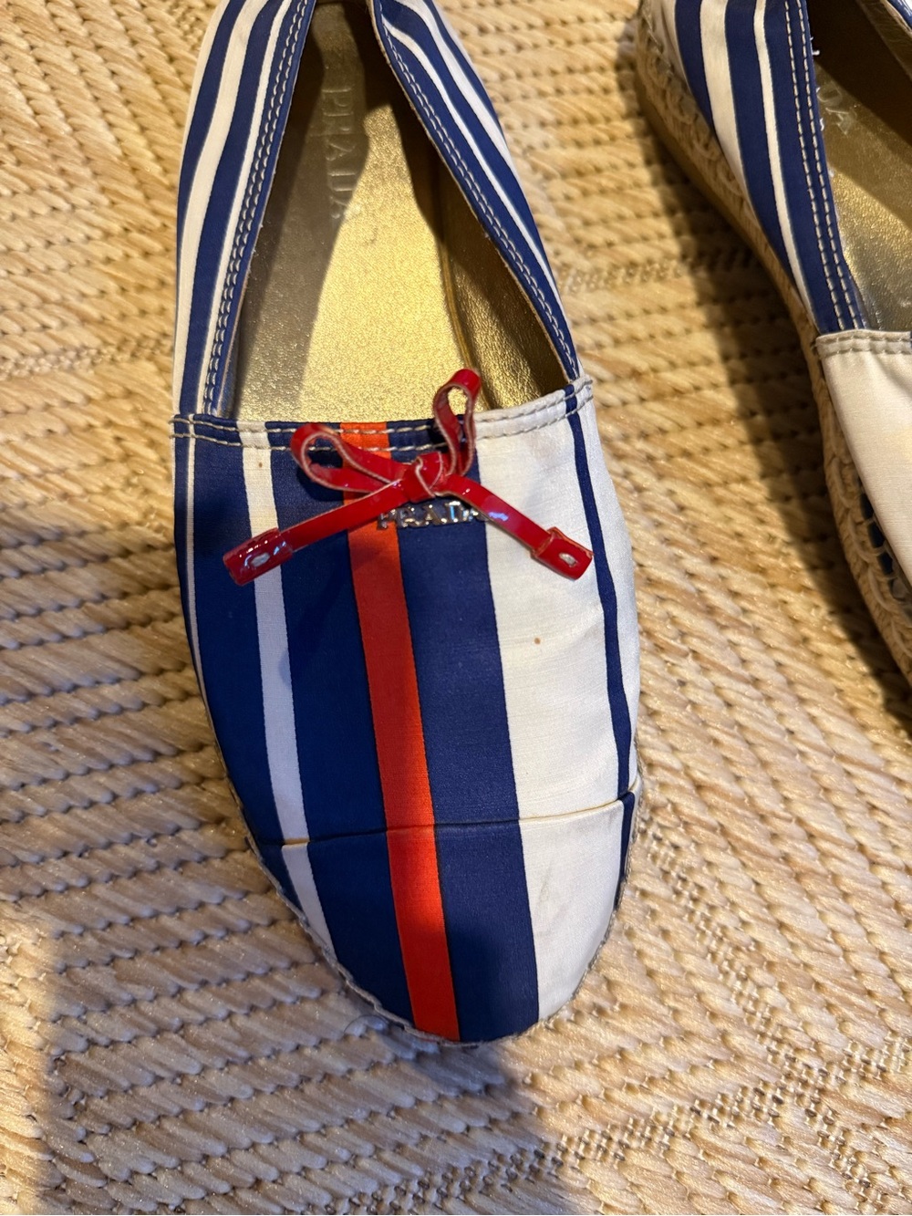 Vintage Size 40 Prada Canvas Nautical Patriotic Maritime Espadrilles - Picture 2 of 12